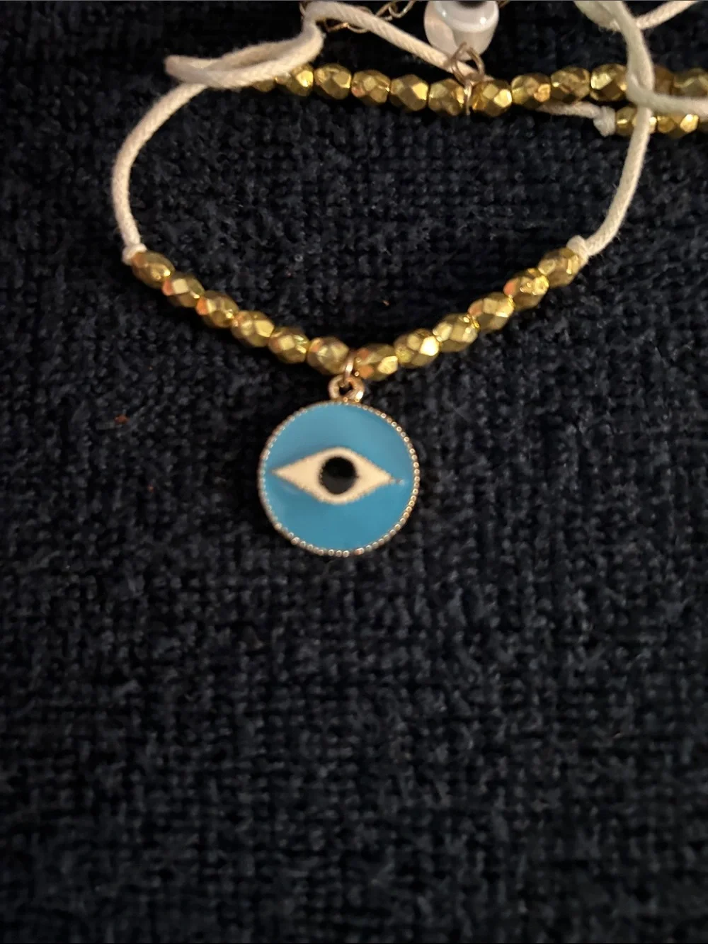 Hamsa Hand and Evil Eye Triple Strand Adjustable Bracelet